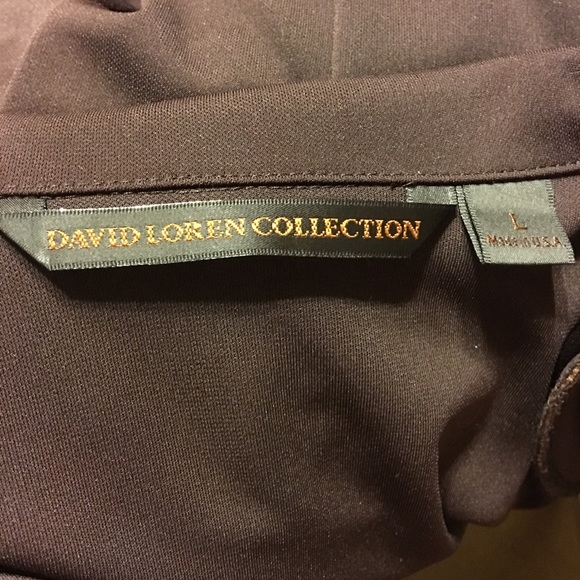 David Loren brown stretch blazer lace detail L - Picture 8 of 8